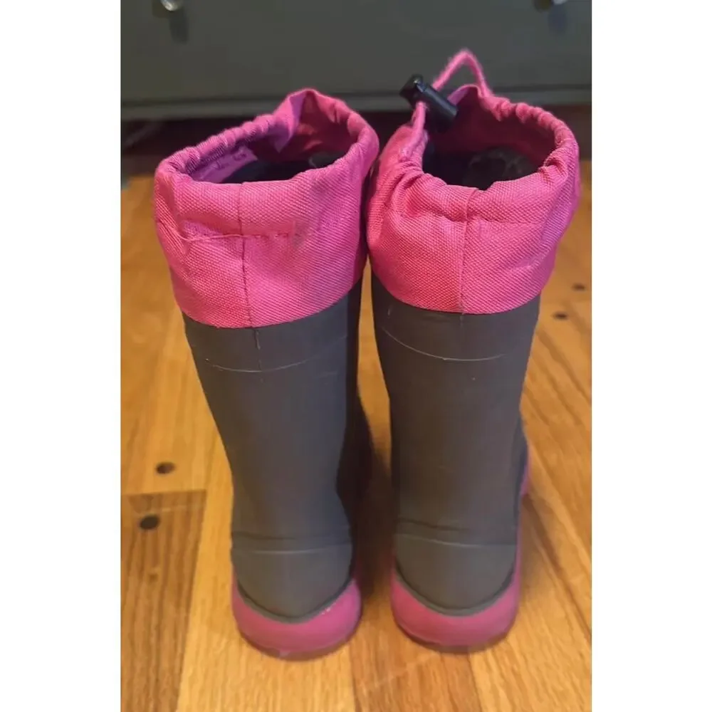 Kamik Snobuster Winter Boots Big Kids Sz 1 Charcoal Magenta Waterproof